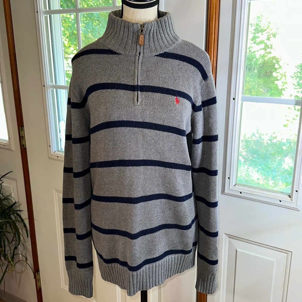 Ralph Lauren Gray and Navy Striped Sweater